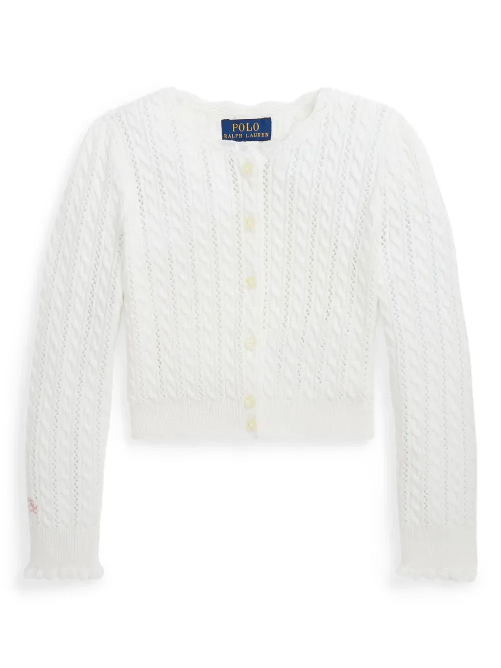 Ажурный кардиган Polo Ralph Lauren Kids, белый