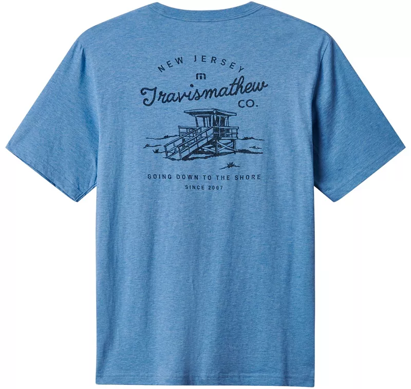 

Мужская футболка для гольфа TravisMathew Sunrise Laguna NJ State с графическим рисунком, цвет Heather Allure