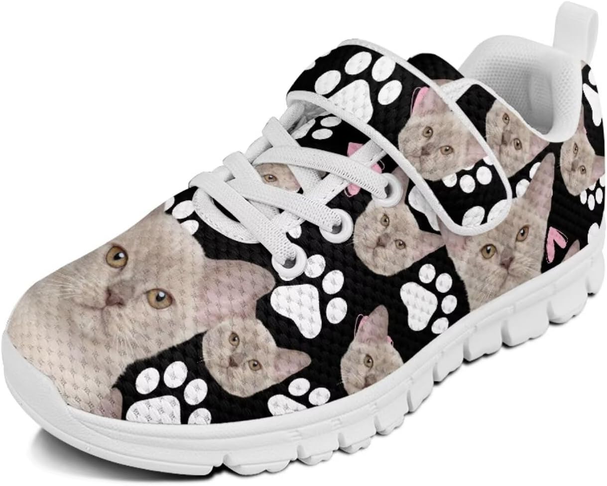 

Беговые кроссовки для девочек, теннисные кроссовки на шнуровке, детская спортивная обувь Cugasmaru, Cat Paw Print
