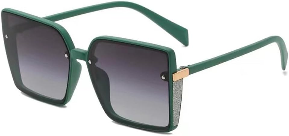 

Модные солнцезащитные очки большого размера без оправы для женщин, с плоской верхней частью, большие солнцезащитные очки для женщин, цельные, для путешествий KTUCN, Green