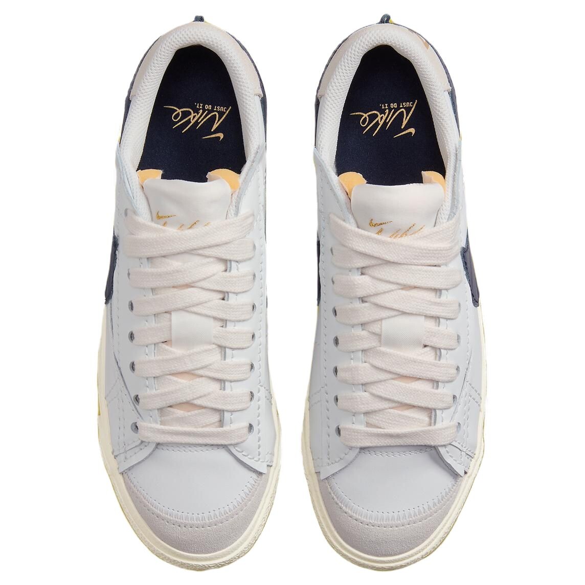 Кроссовки Nike Blazer Skateboarding Shoes Unisex Low-top Peak White/Black Obsidian Color/Sail White/Metallic Color/Phantom Gray White, белый — фото 4