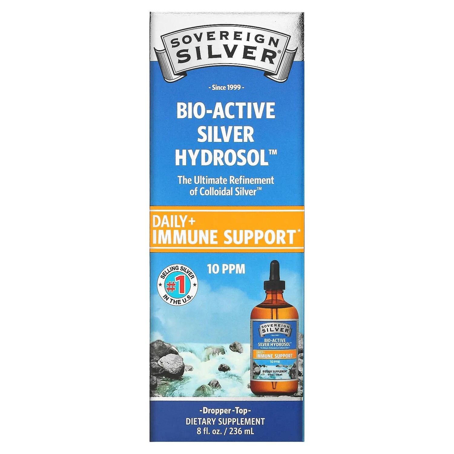 

Sovereign Silver Bio-Active Silver Hydrosol Dropper-Top 10 PPM 8 fl oz (236 ml)