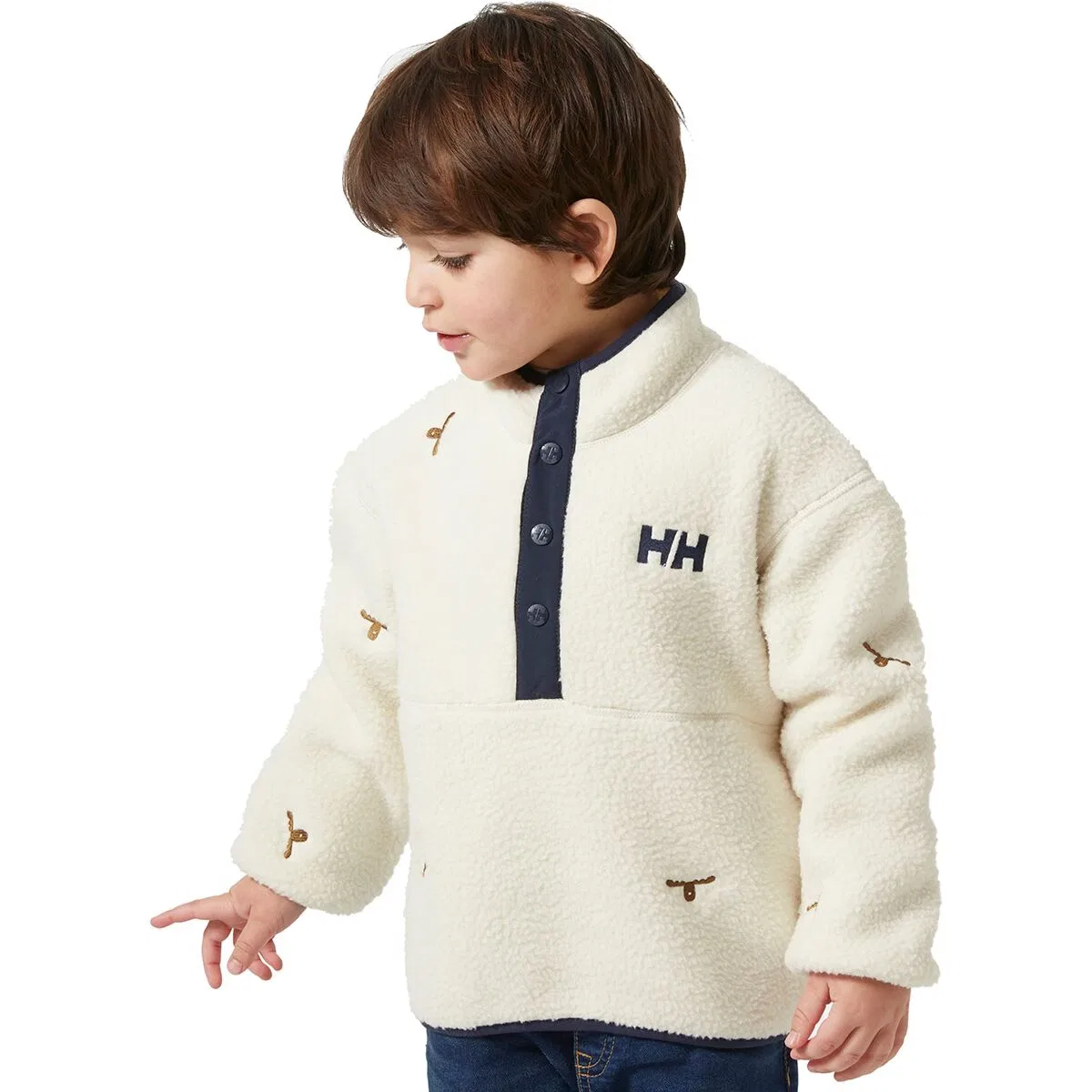 Детский свитер на пуговицах Frosty Pile Sweater Helly Hansen, Cream Little Moose Embroidery — фото 3