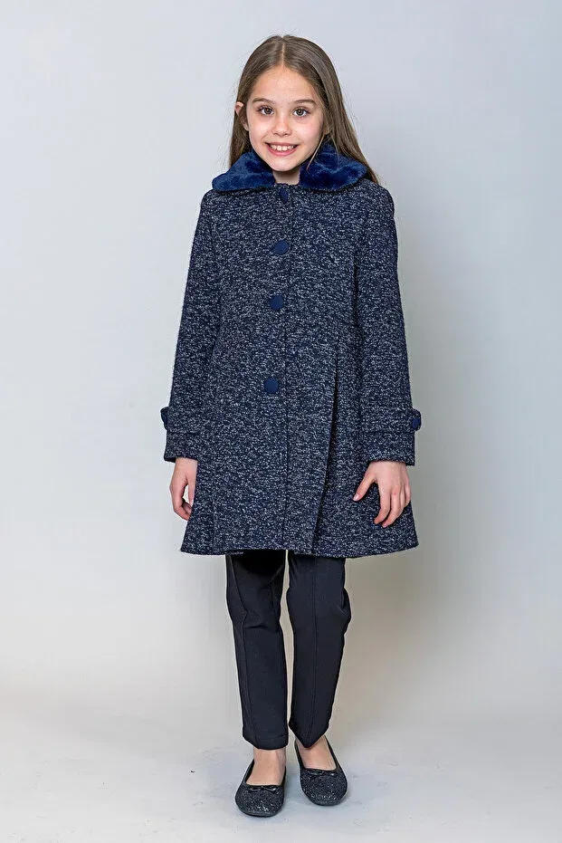 Детское пальто для девочек с плюшевым воротником Incity, Navy Blue