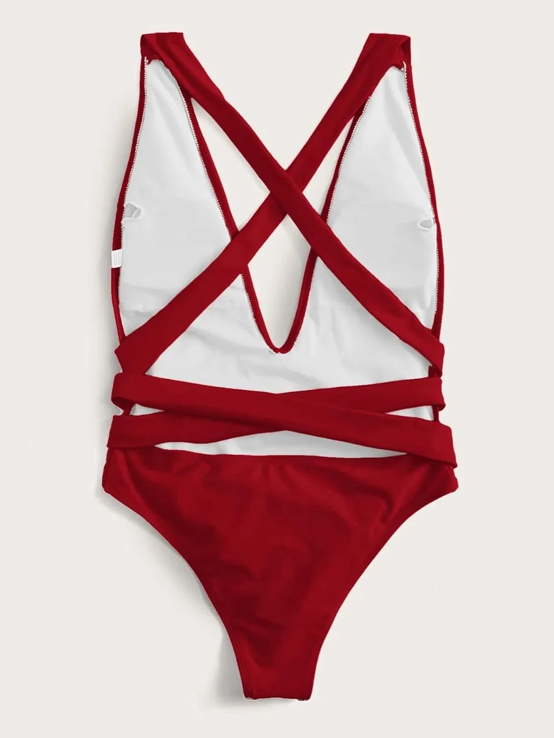 Женский слитный купальник с высоким вырезом monokini, Red — фото 4
