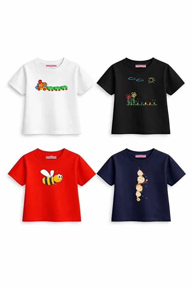 Детский комплект футболок для девочек с принтом Mini Fun Pack Rabona Fashion, Multicolored — фото 2