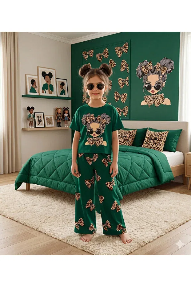 Детский спортивный костюм для девочек с принтом Fil Kids, Green