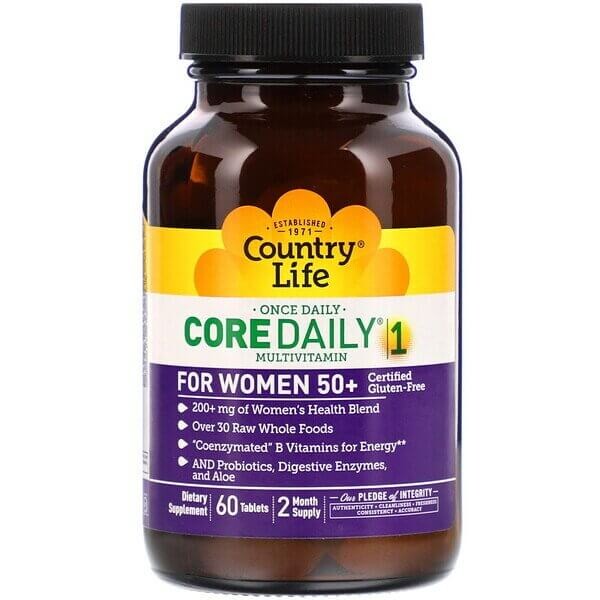 

Мультивитамины Core Daily-1 для женщин старше 50 лет, Country Life, 60 таблеток