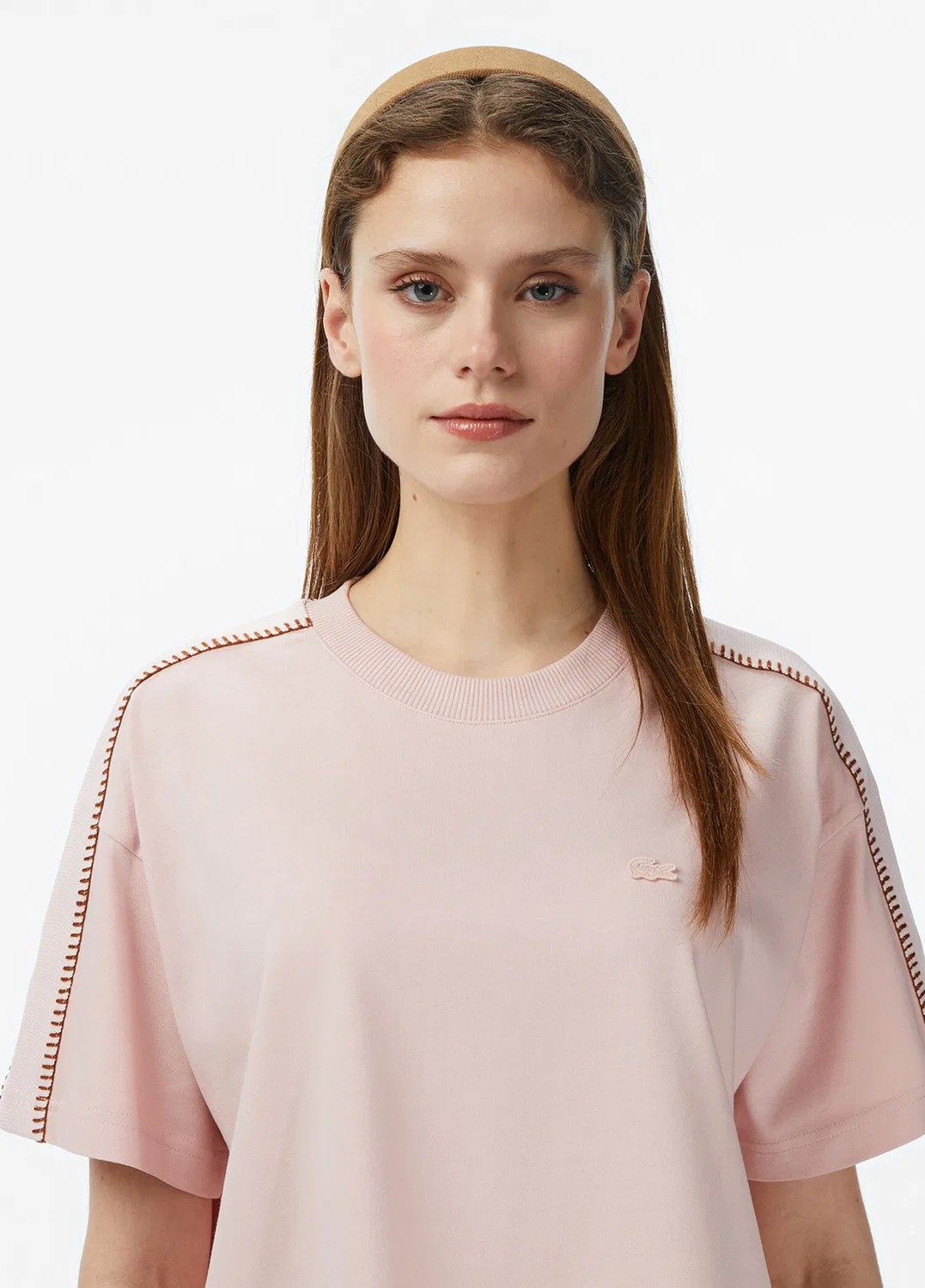 Футболка женская Lacoste, розовая — фото 4