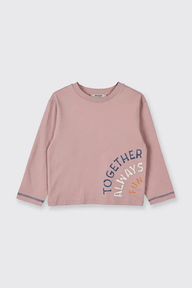 Детская футболка для мальчиков с длинным рукавом с принтом Panço, Pink