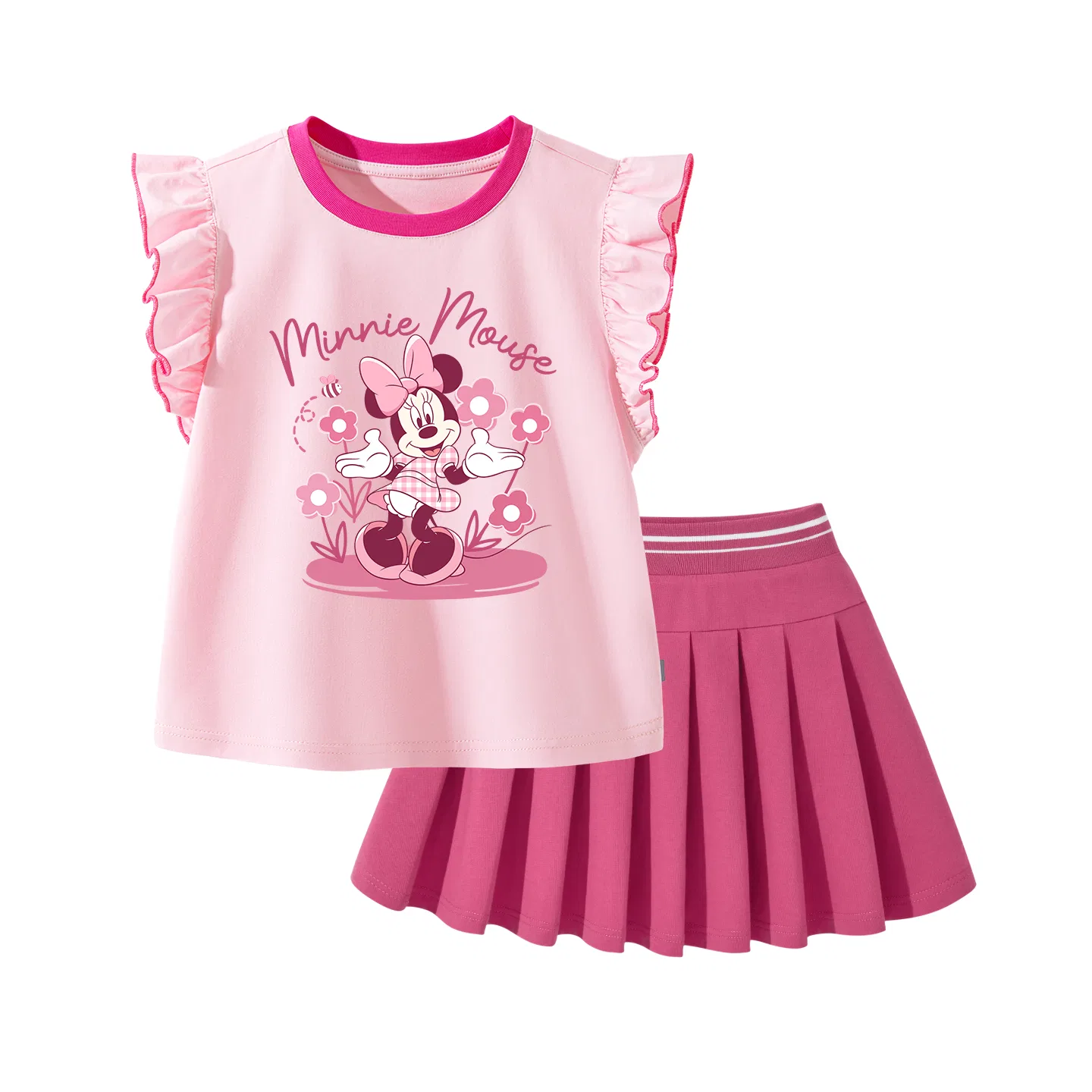 Детский комплект из футболки и юбки с принтом Disney Minnie Mouse, Хлопковый