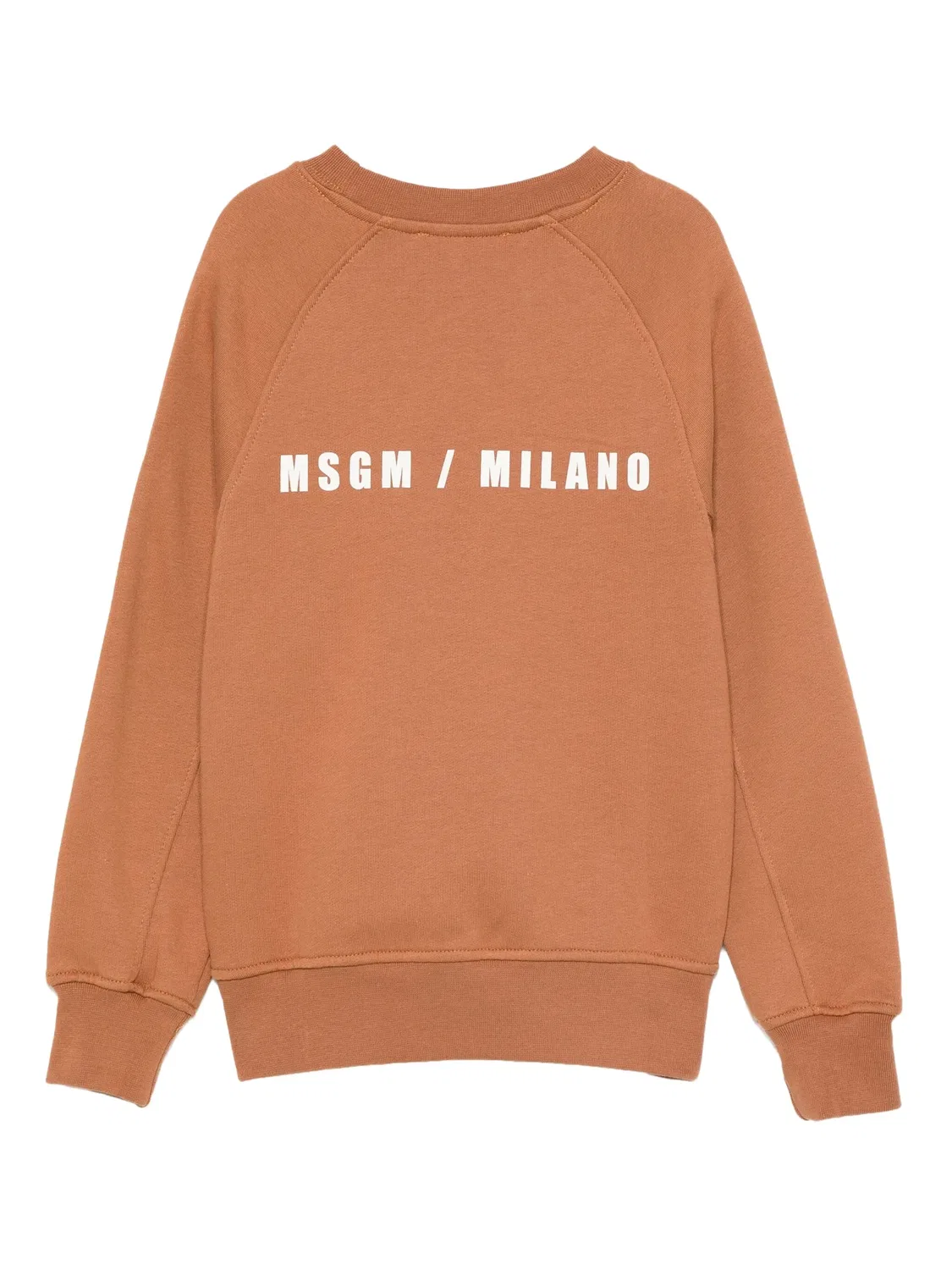 Коричневая толстовка с логотипом и регланом MSGM, коричневый — фото 2
