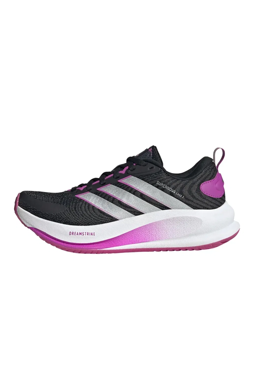 Supernova ease 2 j - кроссовки для бега по улицам Adidas Performance, Core Black Silver Met Purple Burst