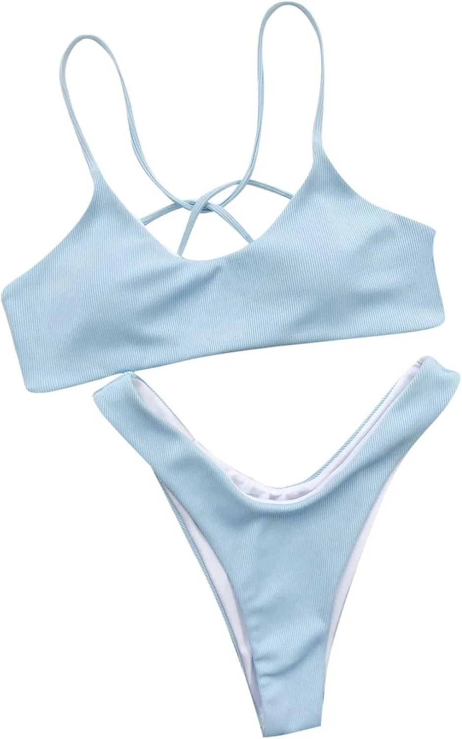 Женский бикини-комплект с перекрестной спинкой Ribbed, Blue