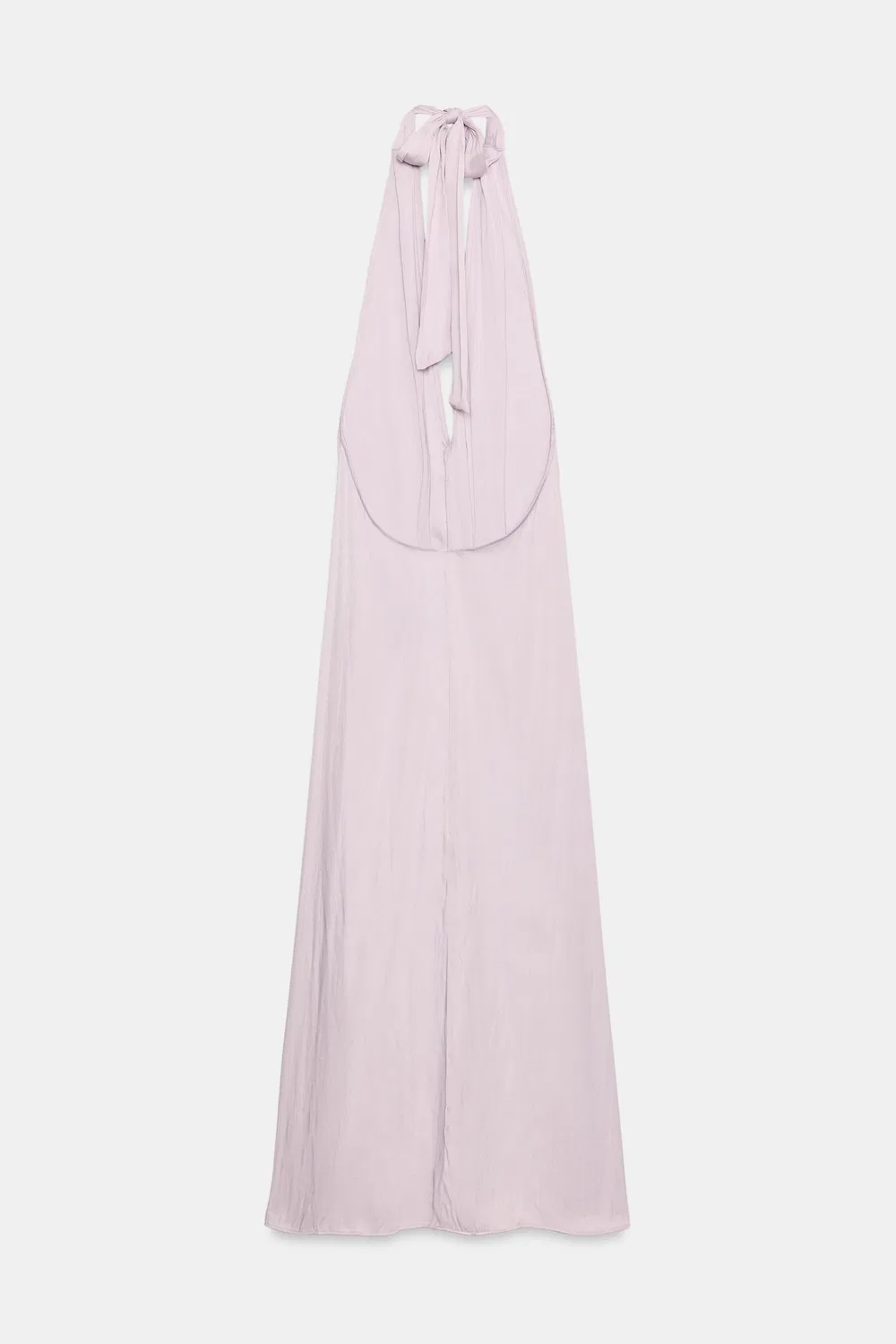 Атласное платье миди с завязками на шее ZARA, Lilac — фото 4