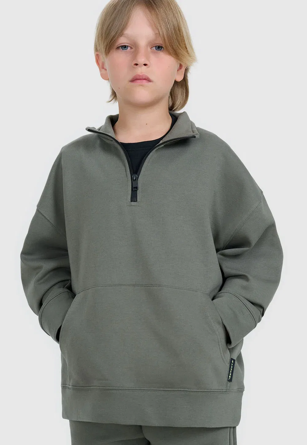 Bluza dresowa ze stójką z zamkiem chłopięca - толстовка 4F, Dark Grey — фото 2