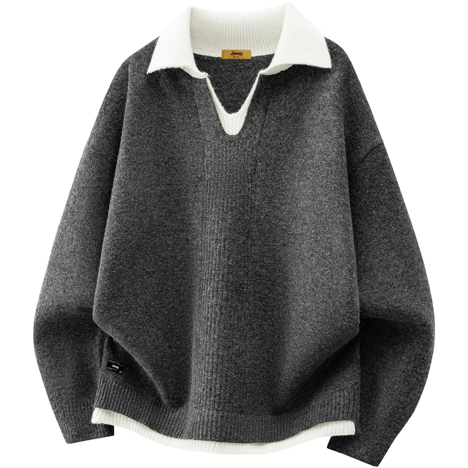 Детский свитер с воротником-лацканом Jeep, Dark Gray