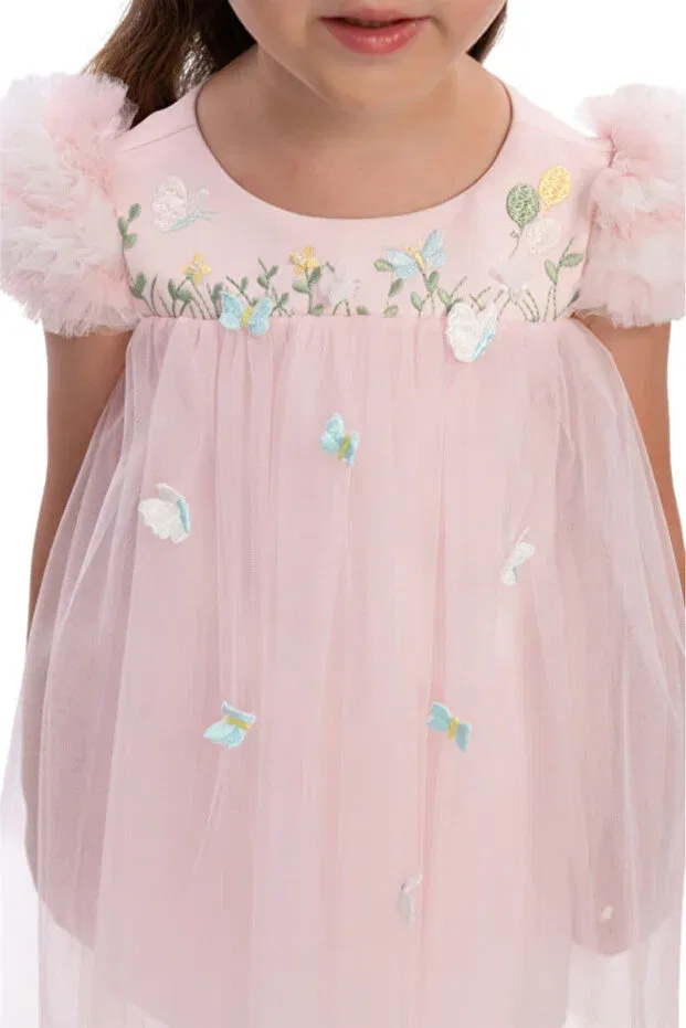 Детское платье для девочек с принтом Butterfly Floral Party Pamina, Pink — фото 3
