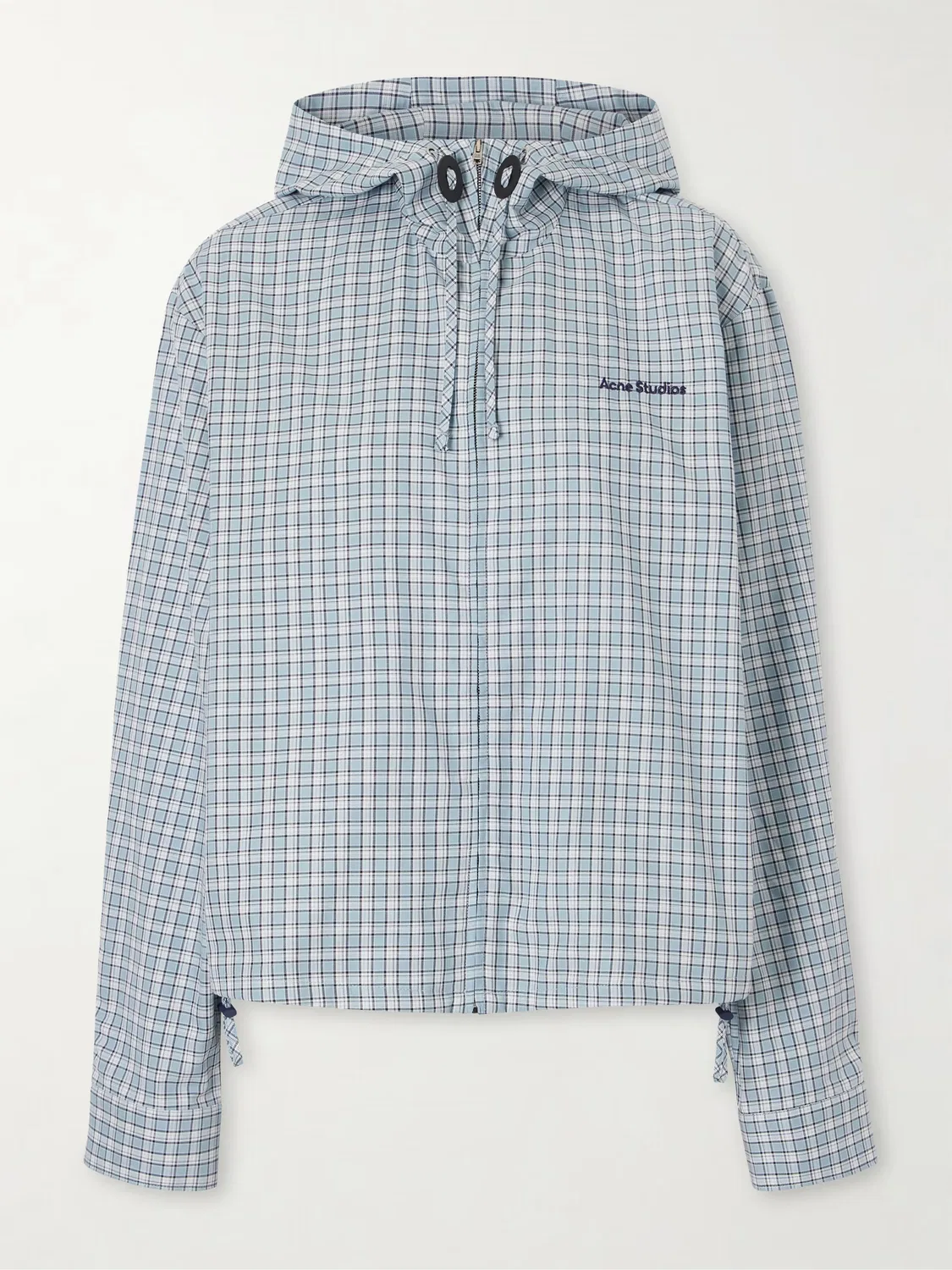 Летняя хлопковая куртка Ofass в клетку с вышитым логотипом Acne Studios, синий