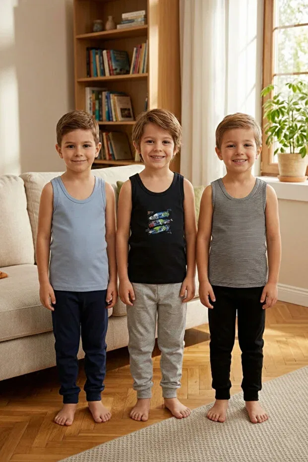 Детский для мальчиков топ без рукавов с принтом Car printed Fulla Moda, Ice Blue
