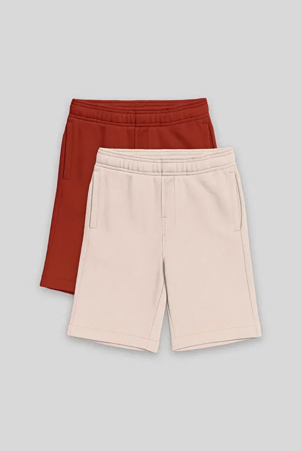 Детские шорты для мальчиков хлопковые комплект 2 шт Standard fit basic 2-pack beige-tile boy's shorts Tommy Life, Beige-Tile