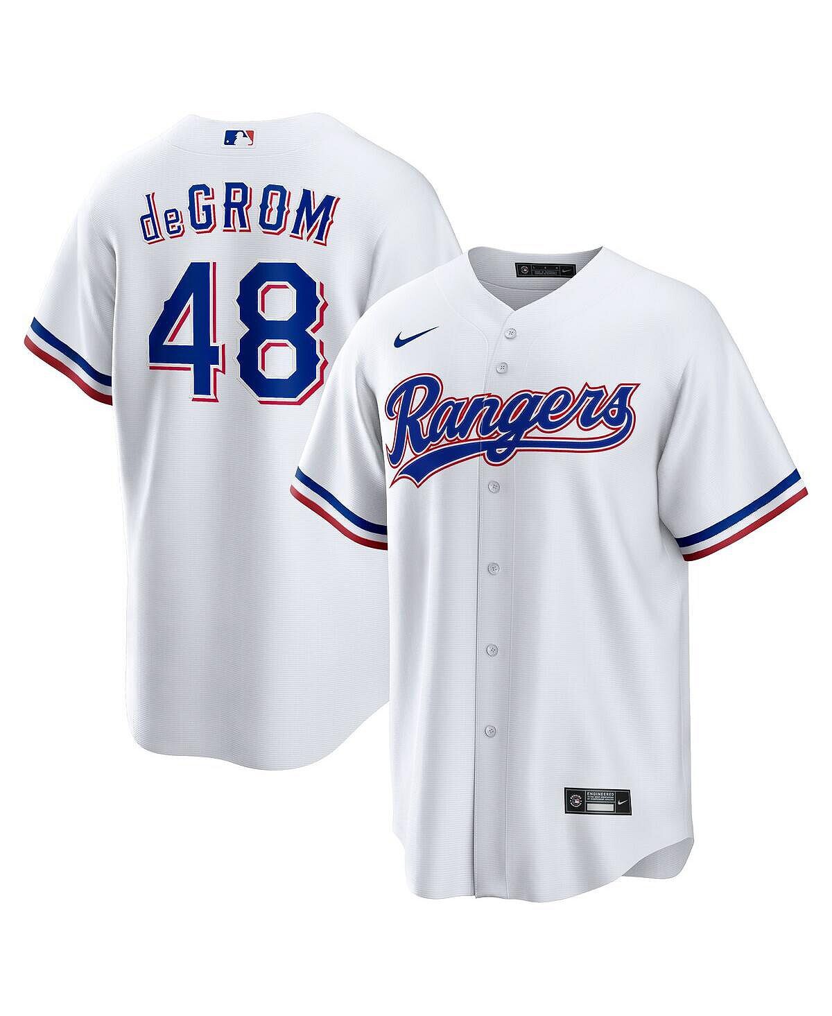 

Мужская футболка jacob degrom white texas rangers home replica player jersey Nike, белый