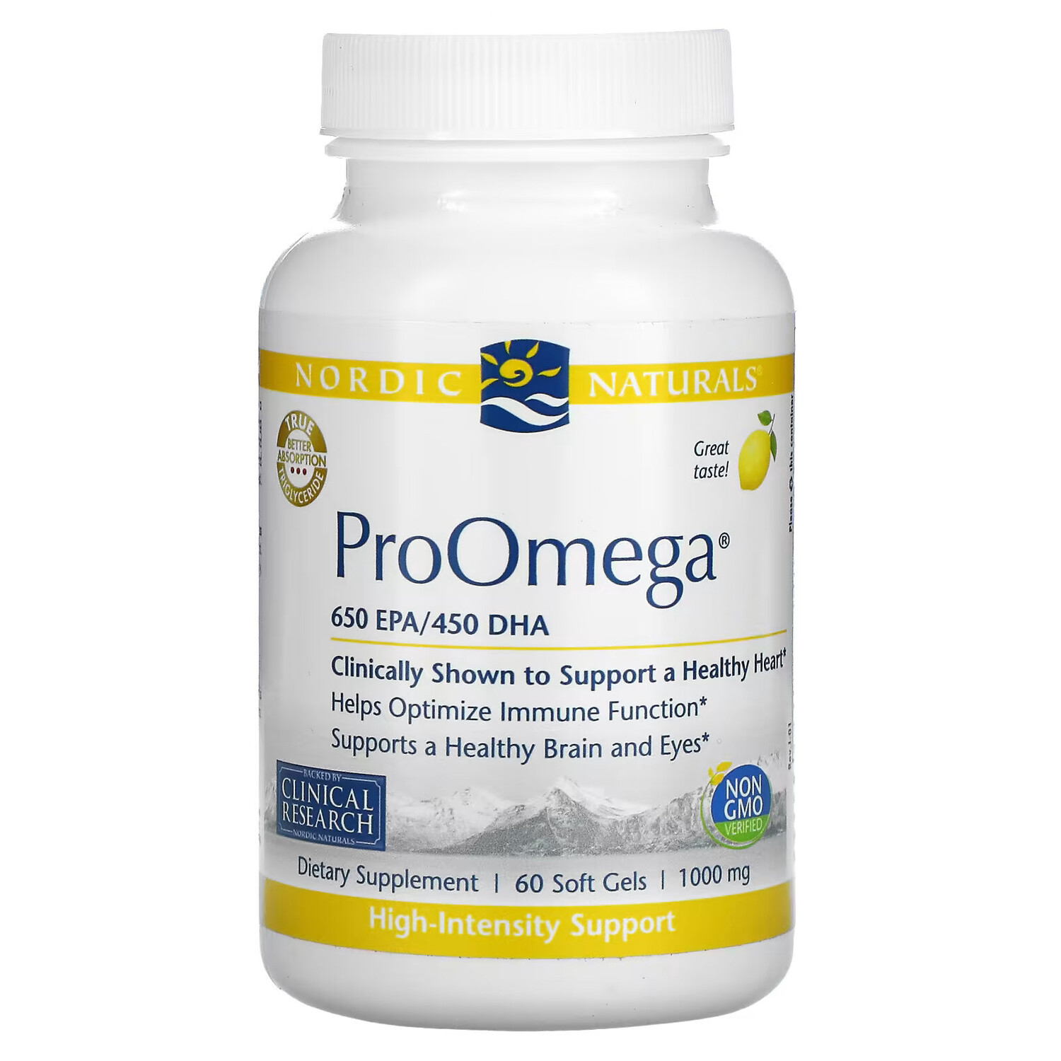 

Nordic Naturals, ProOmega, со вкусом лимона, 1000 мг, 60 мягких капсул