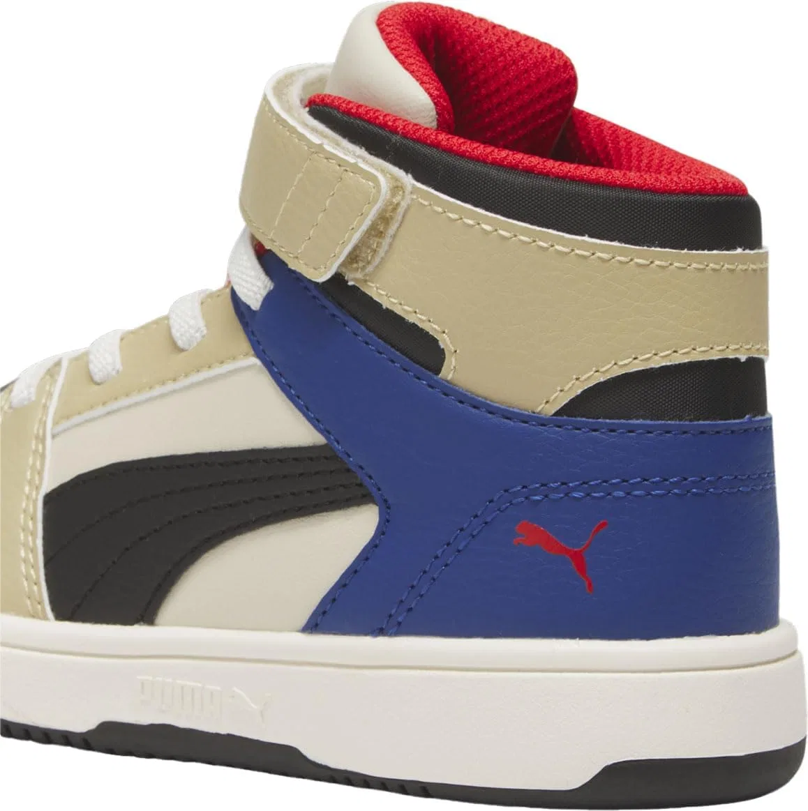 Детские кроссовки для мальчиков с липучками Rebound Layup SL V PS PUMA, Alpine Snow PUMA Black Toasted Almond — фото 2