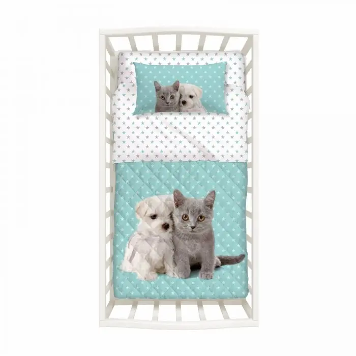 

Стеганое одеяло с бортиком Caleffi Disney Puppies In Pure Cotton, белый/бирюзовый