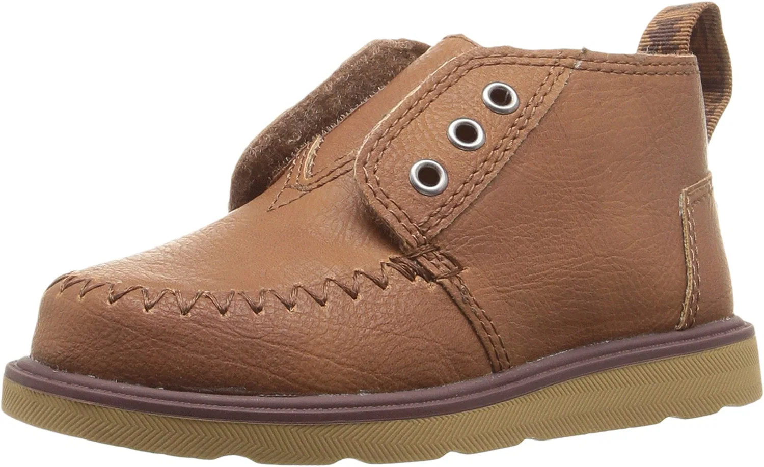 Детское ботинки для девочек на молнии TOMS, Brown Synthetic Leather