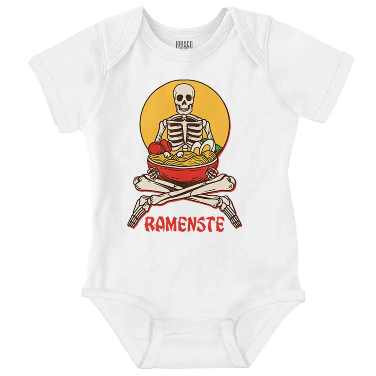 Детское боди-комбинезон с коротким рукавом Zen Skeleton Yoga Ramen Namaste Brisco Brands, White