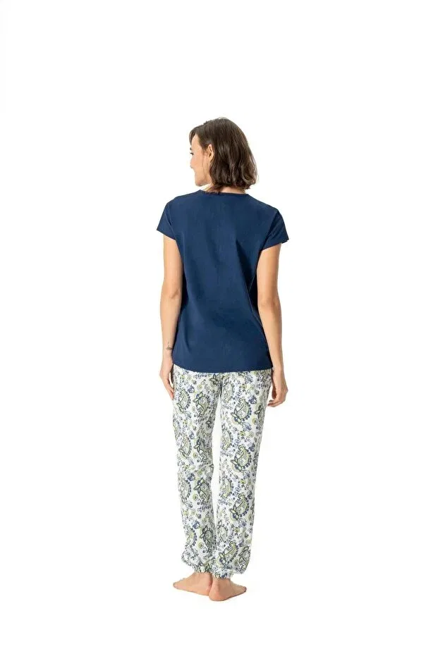 Женский пижамный комплект из хлопка с коротким рукавом U.S. Polo Assn., Navy Blue — фото 3