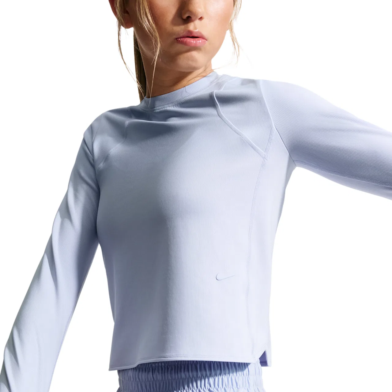 Футболка с длинным рукавом DriFit Ribbed Nike, цвет Ghost