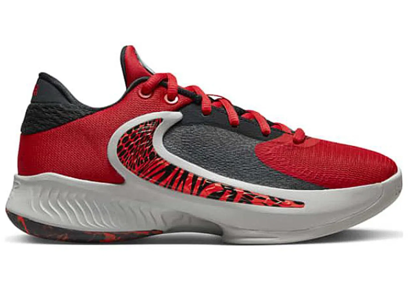 Детские кроссовки для баскетбола Nike Zoom Freak 4 Safari, University Red/Safety Orange/Black/Bright Crimson