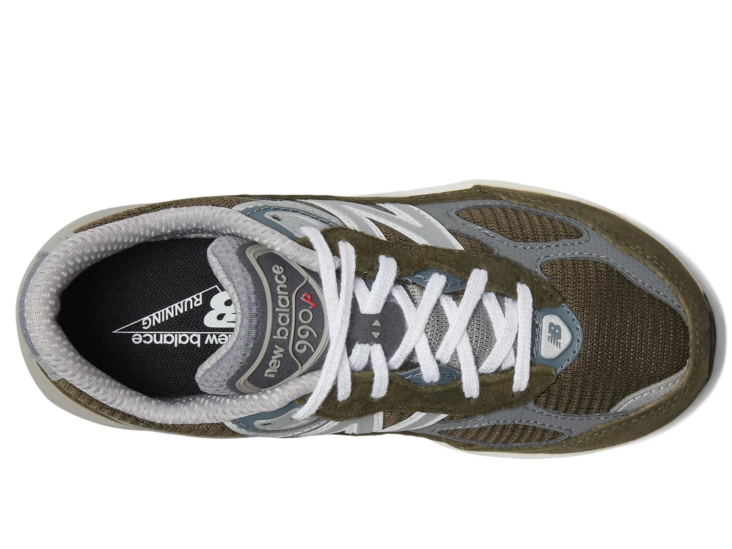 Детские кроссовки для мальчиков с амортизацией Fuelcell 990 V6 Lace-up New Balance, Olive Grey — фото 2