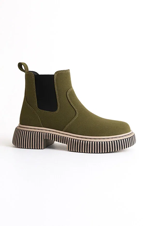 Детские ботинки для девочек на толстой подошве Chelsea Zilvana, Khaki — фото 3