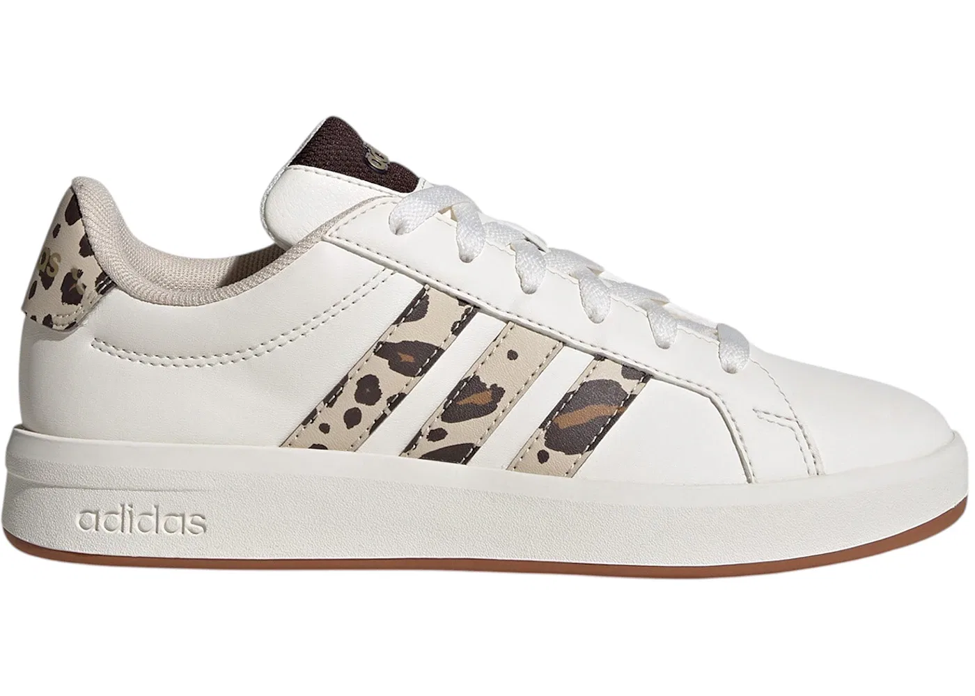 Детские кроссовки с принтом Adidas Grand Court 3.0, Core White Crystal Linen Aurora Coffee