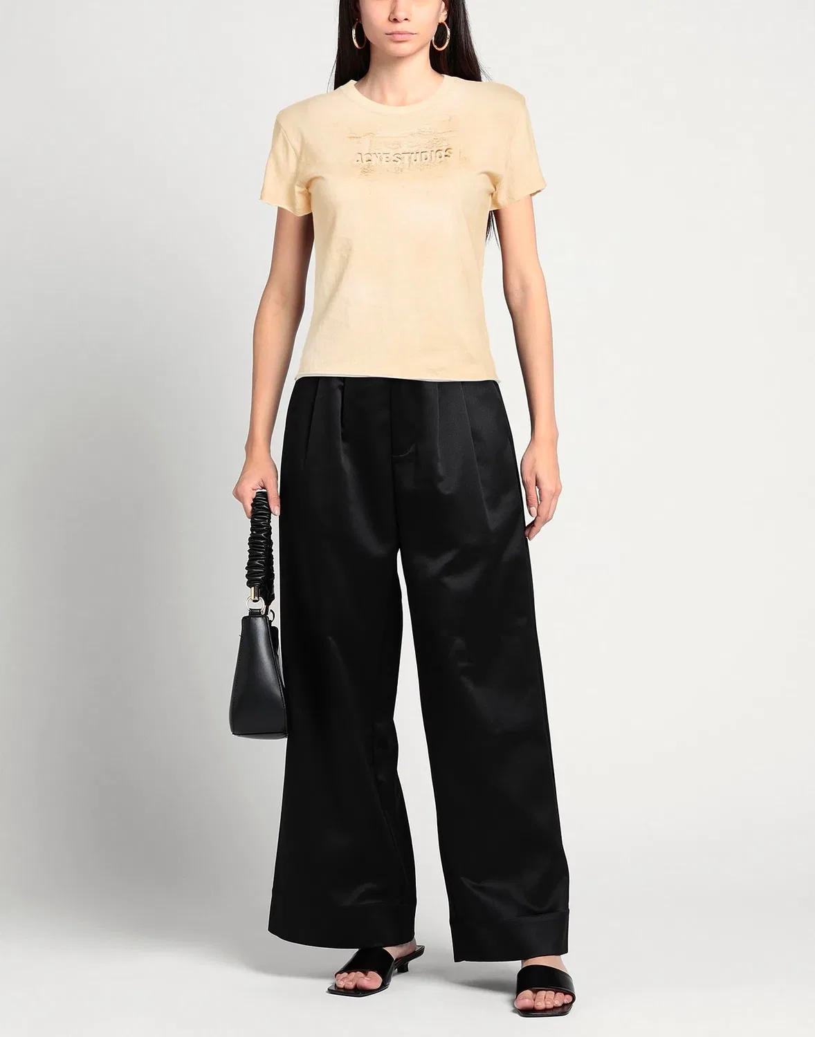 Женская футболка с принтом Acne Studios, бежевый — фото 2