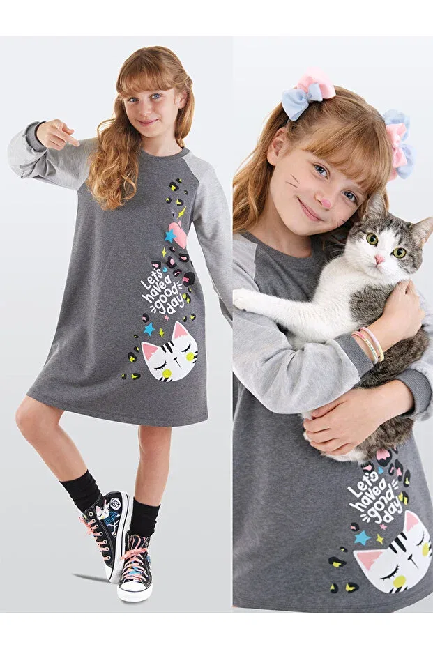 Детское платье для девочек с принтом Wild cat Mshb&G, Antresit Melange