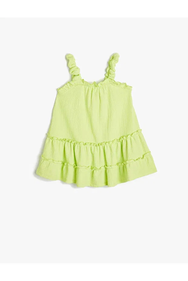 Детское платье для девочек с оборками Layered strap dress Koton, Green