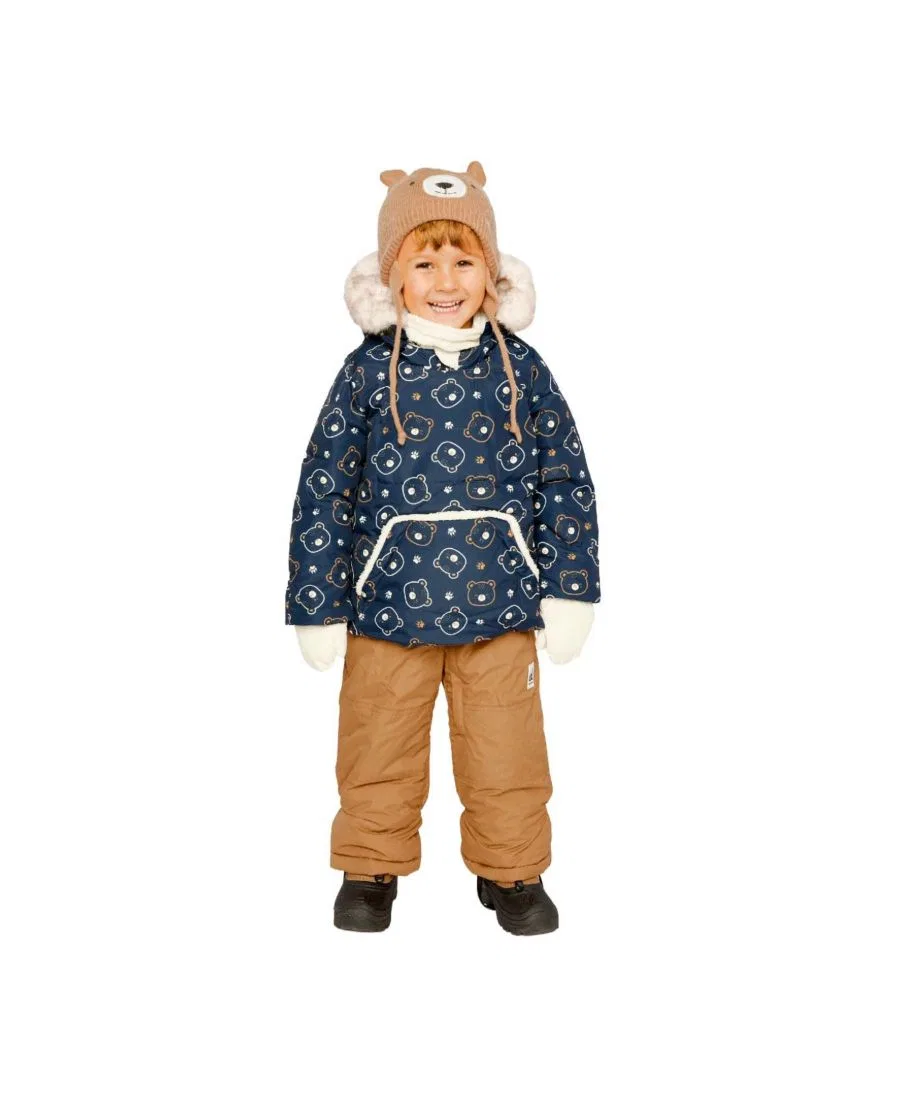 Детский зимний комплект из куртки и полукомбинезона с принтом Teddy Bears Deux par Deux, Blue Printed Teddy Bears — фото 4