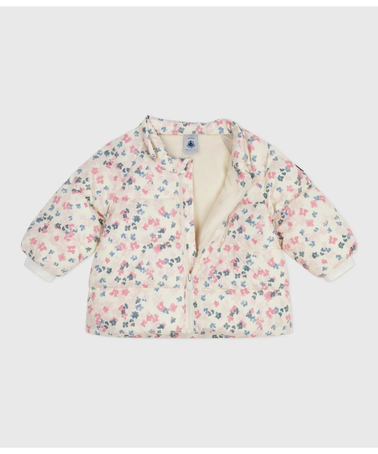 Детская куртка с капюшоном, стеганая, с цветочным принтом PETIT BATEAU, White — фото 4