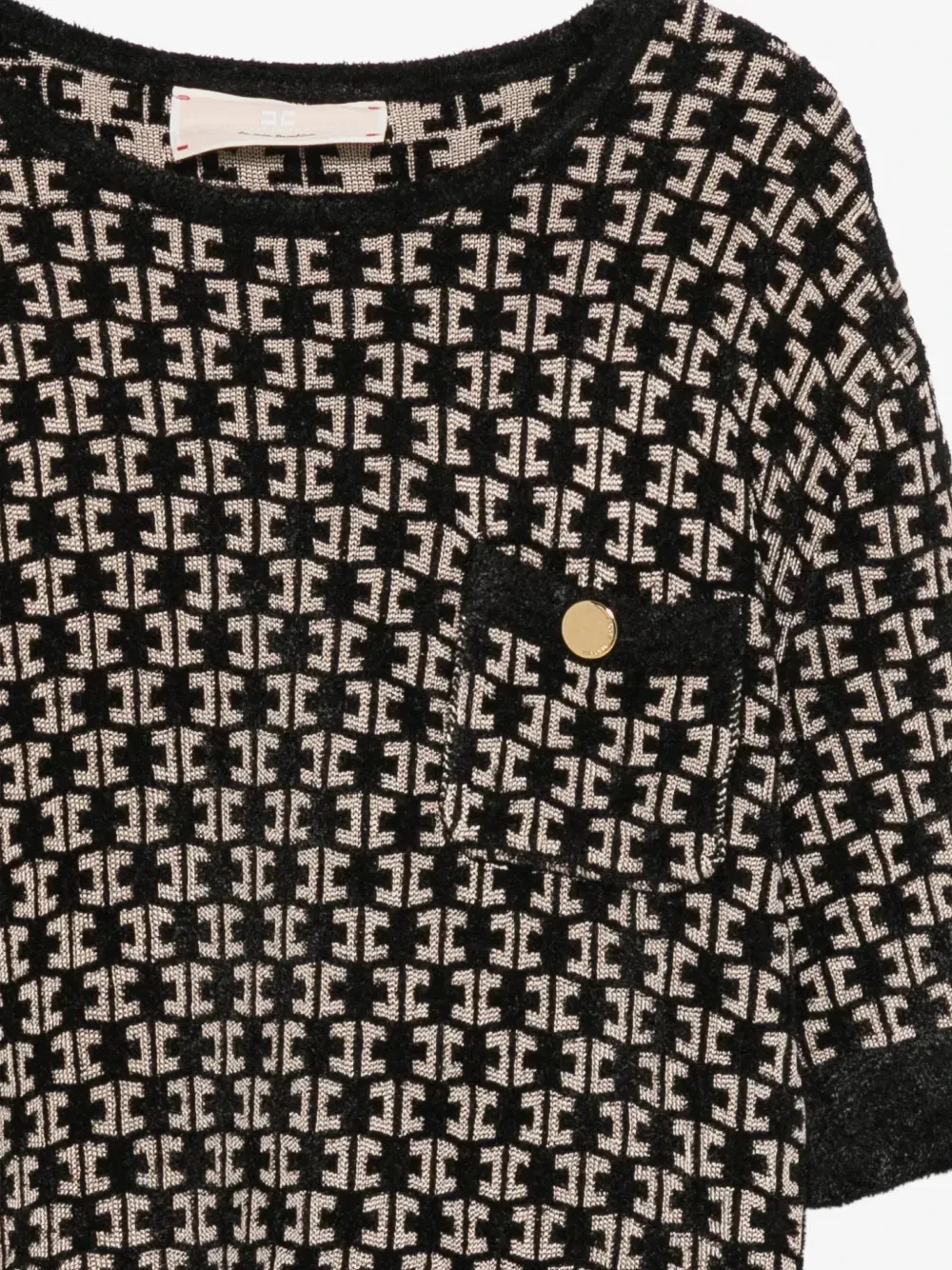 Свитер с монограммой и пуговицами Elisabetta Franchi Kids, черный — фото 3