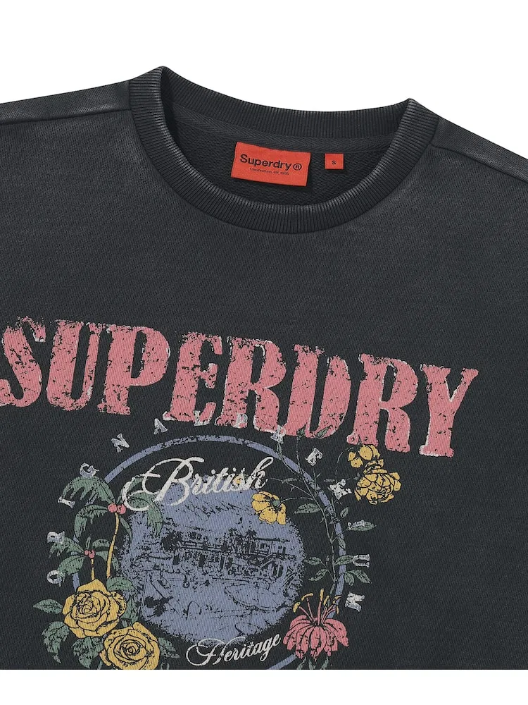 Женская футболка с цветочным принтом W Floral Memory SUPERDRY, Dark Grey — фото 4