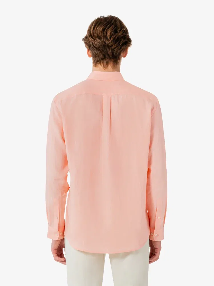 Рубашка с длинным рукавом льняная LACOSTE, Pink — фото 3