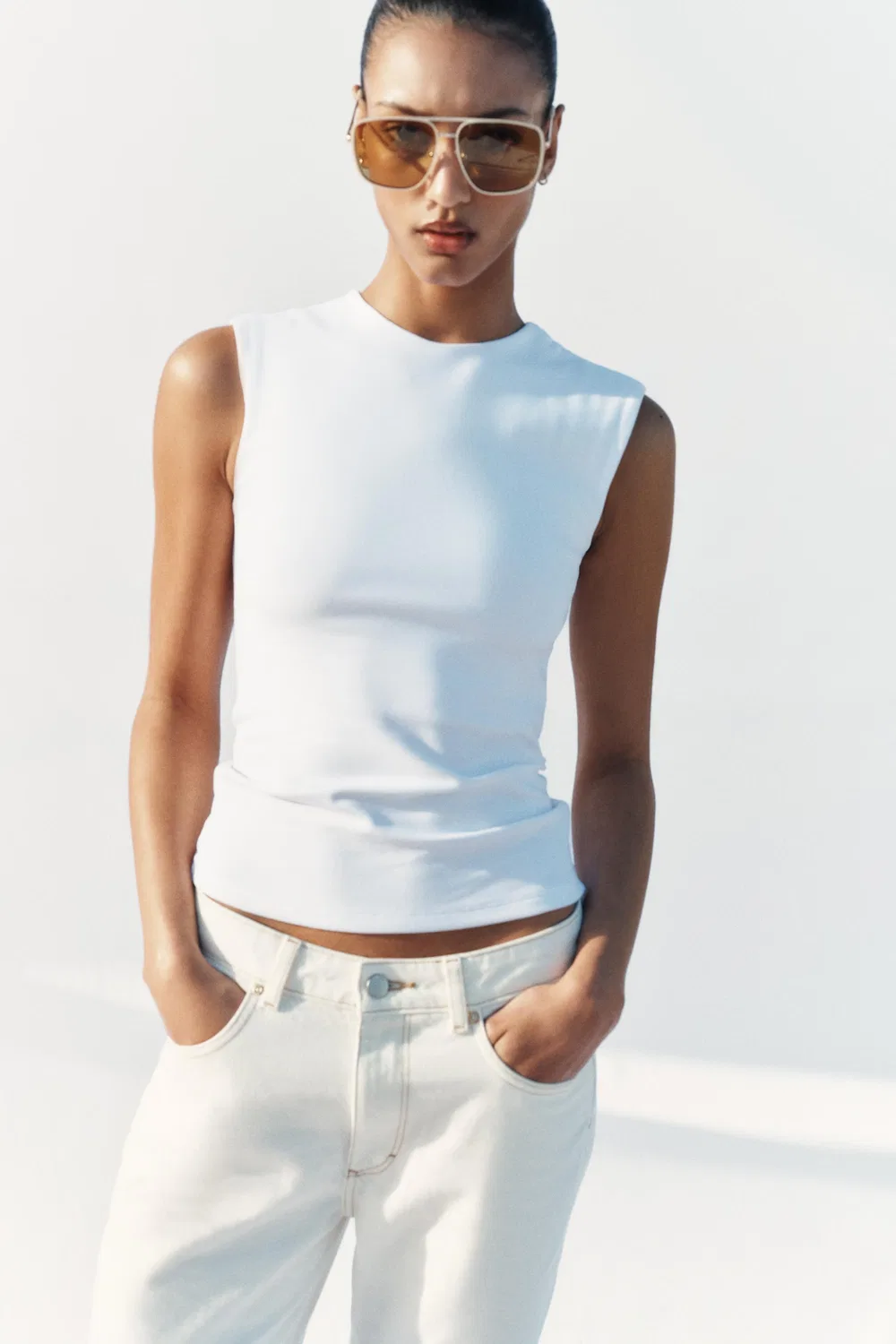 Топ без рукавов ZARA, White