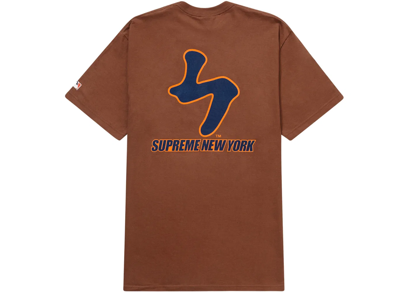 Мужская футболка с принтом Supreme MLB New York Mets Kanji Teams Tee, Brown — фото 2