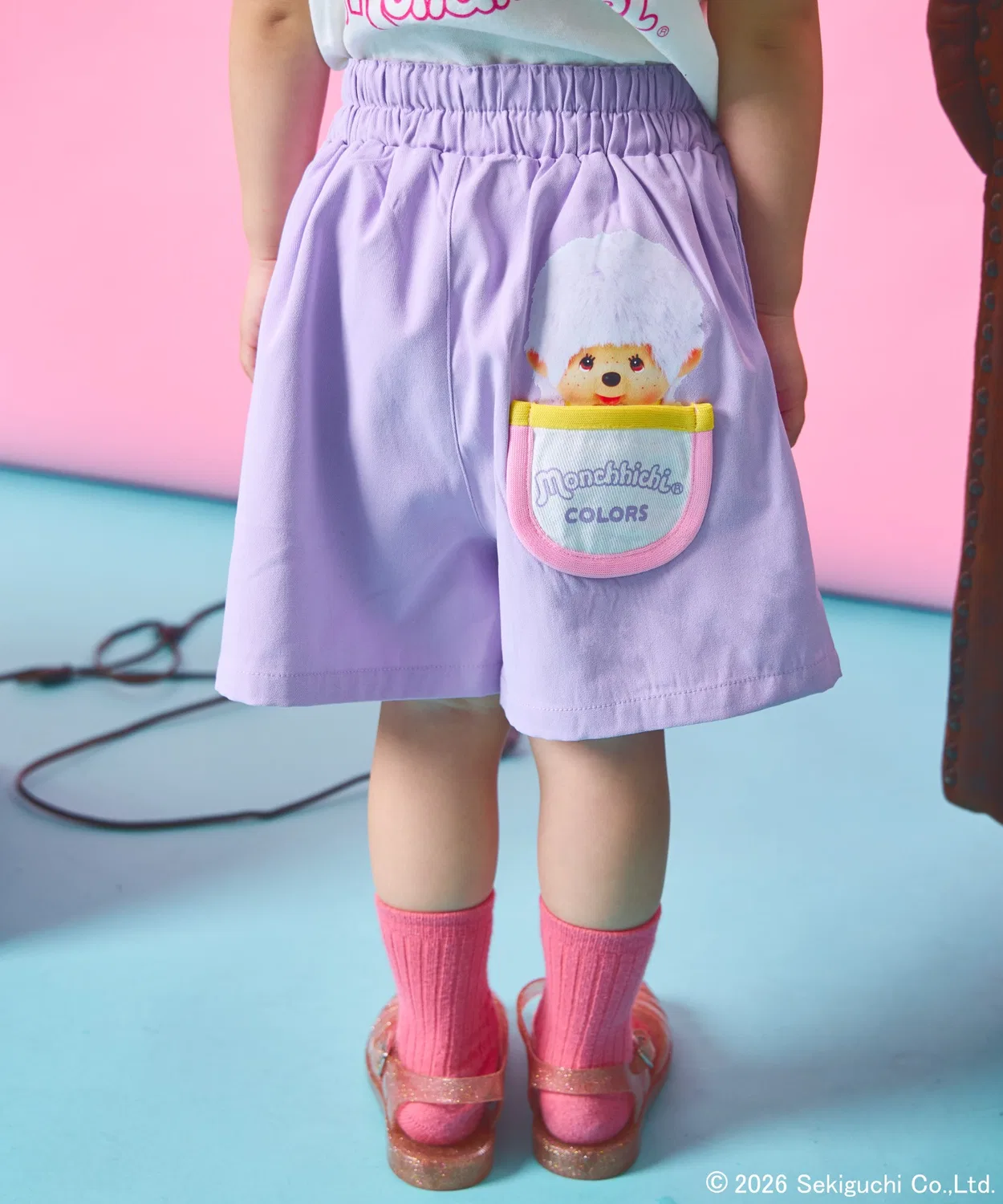 Детские шорты-юбка с принтом Monchhichi Heart Button Styled Pocket, pairmanon, Лавандовый