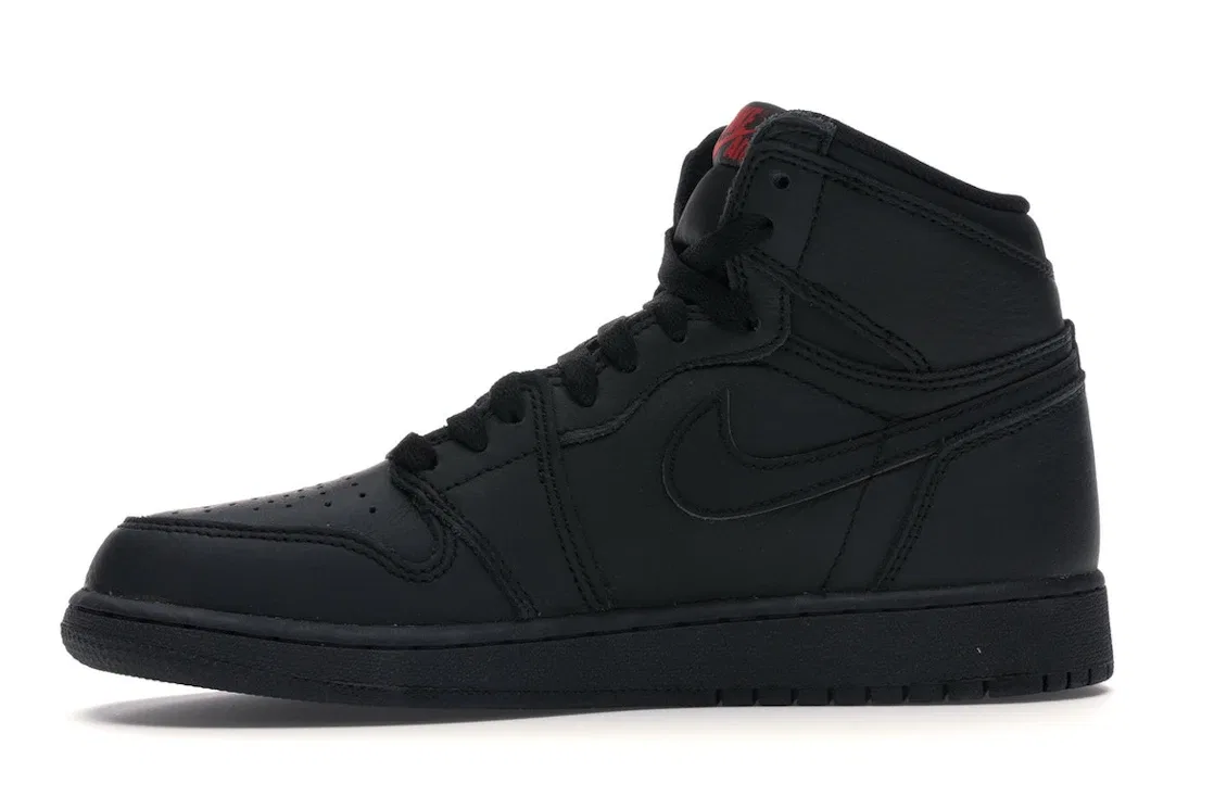 Детские кроссовки для мальчиков с высоким берцем Jordan 1 Retro High OG Jordan, Black/University Red — фото 3
