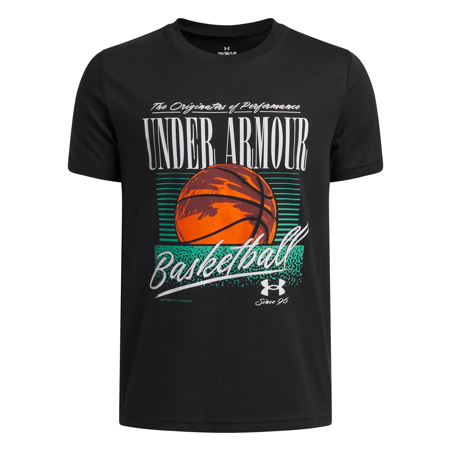 Детская футболка с принтом UA B Basketball SS Under Armour, Schwarz Weiss Schwarz